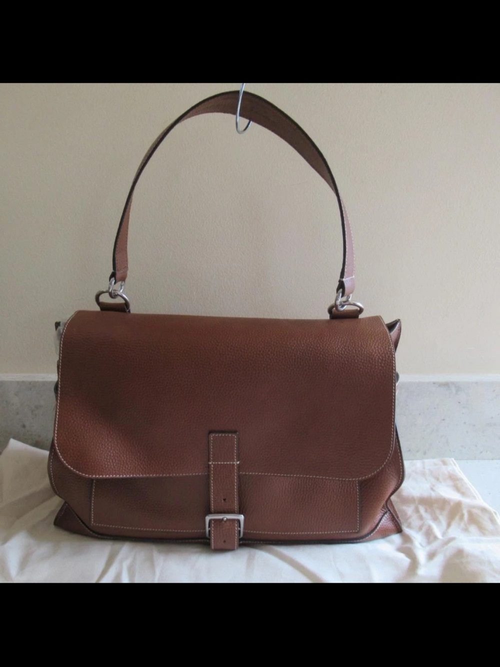 Mulberry Brown Pebbled Leather Satchel with Top Handle